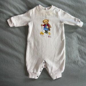 Ralph Lauren White Bear Print Kids One Piece
